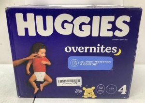 Box of (52) Huggies Overnights, Size 4