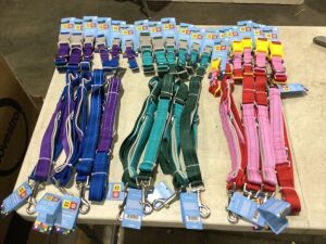 Lot of (2) Cases of Lego Color Block Dog (12) Leashes & (18) Collars - Multiple Sizes