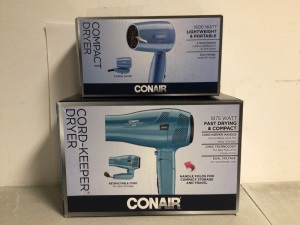 Lot of (2) Conair Hair Dryers, Works, Appears New