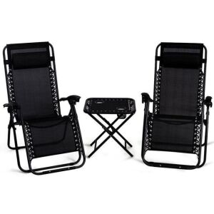 3-Piece Portable Reclining Patio Chairs and Table Set