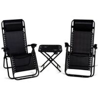 3-Piece Portable&nbsp;Reclining Patio Chairs and Table Set