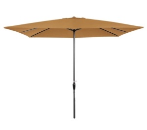 Rectangular Patio Umbrella w/ Easy Crank, UV-Resistant Fabric - 8x11ft, Tan, Inspected, Appears New