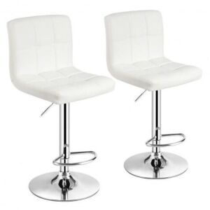 Set of (2) Adjustable PU Leather Bar Stools