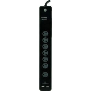 Case of (3) GE 7 Outlet Surge Protector Power Strip 4' Cord