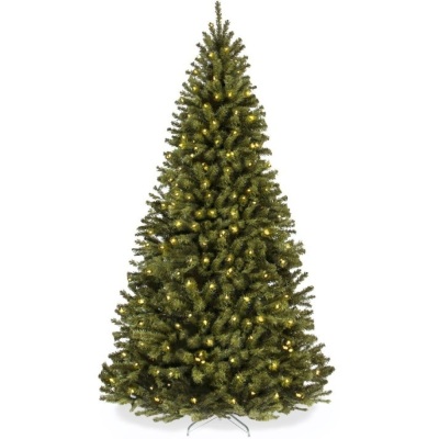 Pre-Lit Artificial Spruce Christmas Tree w/ Foldable Metal Base, 6ft