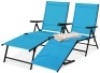 Best Choice Products Set of 2 Outdoor Patio Chaise LoungeChair Adjustable Folding Pool Lounger w/ Steel Frame - Teal, Like New, Retail - $149.99
