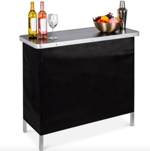 Portable Pop-Up Bar Table w/ Carrying Case, Removable Skirt, Inspected, Appears New