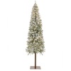 Pre-Lit Snow Flocked Alpine Slim Pencil Christmas Tree w/ LED Lights, Stand, 6ft