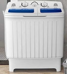 Portable Washing Machine, Twin Tub 17.6Lbs Capacity, Washer(11Lbs) and Spinner(6.6Lbs), Untested, Appears New/Damaged Box