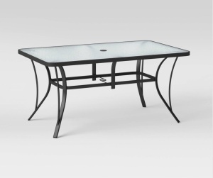 6 Person Glass Rectangle Patio Dining Table - Gray - Room Essentials, Like New, Retail - $110