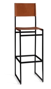 Hardy Leather Bar Stool, Bronze/Saddle Tan Leather, Like New, Retail - $529