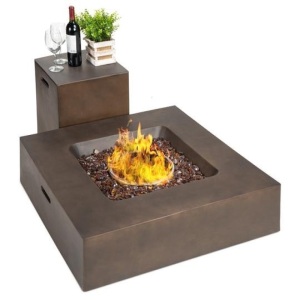40,000 BTU Square Propane Fire Pit Table - 35x35in. Appears New. DOES NOT INCLUDE GAS TANK STORAGE