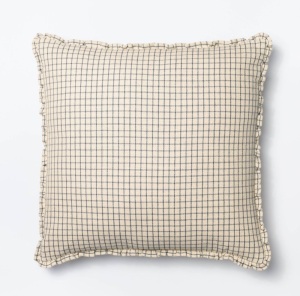 Oversized Mini Windowpane Square Throw Pillow Cream/SlateBlue - Threshold' designed with Studio McGee, Like New, Retail - $30