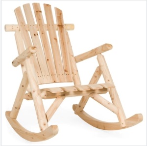 Rocking Wood Adirondack Chair Accent Furniture w/ Natural Finish, Like New, Retail - $119.99