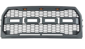 Front Grille Compatible with F150 Grill 2015 2016 2017 Front Bumper Grilles Grill Mesh With 3 Amber LED Lights, Like New, Retail - $129.99