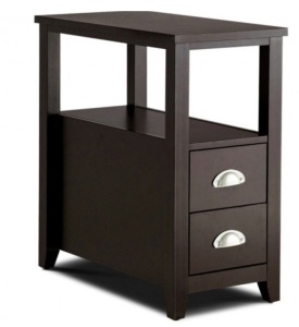 End Table Wooden With 2 Drawers And Shelf Bedside Table, Espresso, Inspected, Appears New