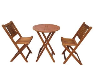 3pc Wood Patio Bistro Set - Brown - Merry Products, Like New, Retail - $133.99