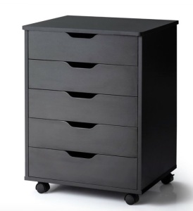 5 Drawer Chest Storage Dresser Floor Cabinet Organizer with Wheels, Black, Appears New