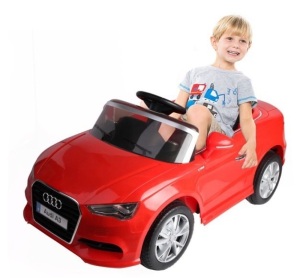 12V Audi A3 Licensed RC Kids Ride On Car Electric Remote Control LED Music, Red, Untested, Appears New/Damaged Box