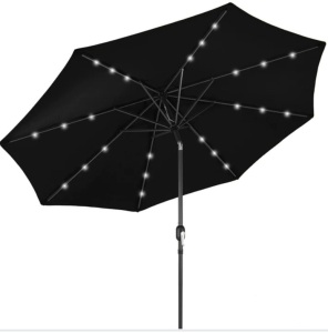 Solar LED Lighted Patio Umbrella w/ Tilt Adjustment, UV-Resistance - 10ft, Like New, Retail - $79.99