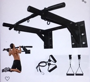 Sfeexun Wall Mounted Pull Up Bar, Multi Chin Up Bar WallMount Outdoor Pullup Dip Station for Home Gym StrengthTraining (Max Load 1100kg), Like New, Retail - $87.99