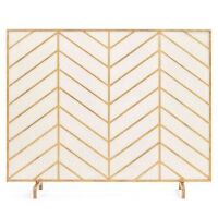 Single Panel Iron Chevron Fireplace Screen w/ Antique Finish - 38x31in
