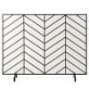 Single Panel Iron Chevron Fireplace Screen w/ Antique Finish - 38x31in