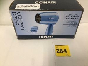 Conair 1600 Watt Compact Hair Dryer with Folding Handle, Dual Voltage Travel Dryer