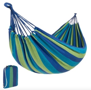 2-Person Brazilian-Style Double Hammock w/ Portable Carrying Bag, Blue, Appears New