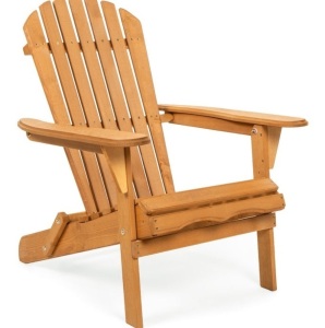 Folding Wooden Adirondack Chair Accent Furniture w/ Natural Finish - Brown, Appears New