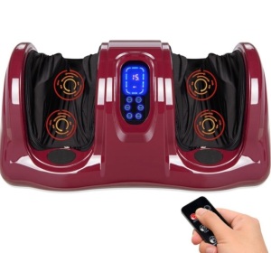 Therapeutic Foot Massager w/ High Intensity Rollers, Remote, 3 Modes, Burgundy, Powers On, E-Commerce Return/Damaged Box