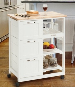 Rolling Kitchen Island Utility Storage Cart, White, Inspected, Appears New