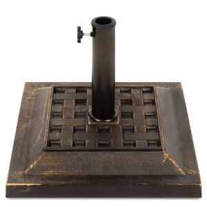 26lb Steel Square Patio Umbrella Base Stand, Basketweave Pattern