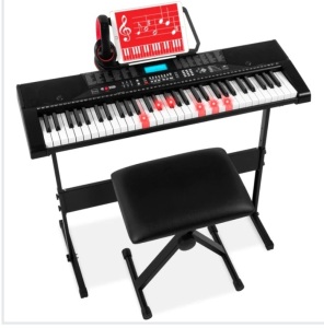 61-Key Beginners Electronic Keyboard Piano Set For Teenagers & Adults, Like New , Retail - $129.99