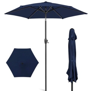 Outdoor Market Patio Umbrella w/ Push Button Tilt, Crank Lift - 7.5ft, Like New, Retail - $38.99