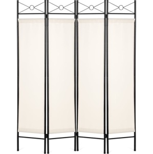 4-Panel Folding Privacy Screen Room Divider Decoration Accent, 6ft, White, Appears New