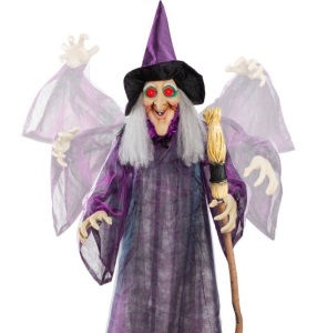 Wicked Wanda Standing Animatronic Witch with Sounds, LED Eyes - 5ft, Untested, Appears New