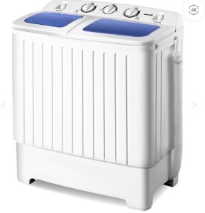 17.6 lbs Compact Twin Tub Spin Washing Machine Dryer, Powers On, E-Commerce Return/Box Damaged