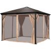 Outdoor Hardtop Gazebo w/ Aluminum Frame, Side Curtains, Netting - 10x10ft