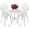 3-Piece Cast Aluminum Patio Bistro Furniture Set, White, Appears New