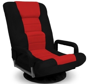 Gaming Floor Chair w/ 360-Degree Swivel, Armrest, Adjustable Backrest, Black/Red, Appears New