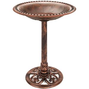 Vintage Outdoor Garden Bird Bath w/ Fleur-de-Lis Accents