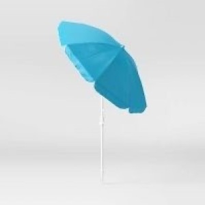 6' Beach Sand Umbrella - Blue - Sun Squad, Like New, Retail - $25