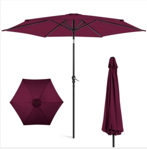 Outdoor Steel Market Patio Umbrella Decoration w/ Tilt, Crank Lift - 10ft, Like New, Retail - $44.99