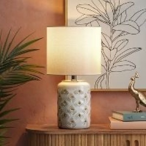 Diamond Cutout Table Lamp with Lit Base - Opalhouse, Like New, Retail - $40