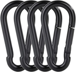 AOWESM Black Spring Snap Hook Carabiner, Metal SteelKeychain Clips, Quick Link Lock Ring, Heavy Duty Spring Bucklefor Camping Fishing Hiking Traveling Swing and Hammock,Set of 4 (4 inches), Like New, Retail - $12.99