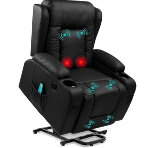 Electric Power Lift Recliner Massage Chair w/ Heat, USB Port, Cupholders, Like New, Retail - $449.99