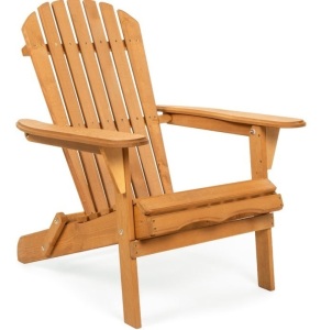 Folding Wooden Adirondack Chair Accent Furniture w/ Natural Finish - Brown, Appears New