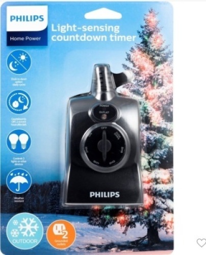 Philips Dusk to Dawn Countdown Timer Outdoor 8/6/4/2hr 2 Outlet Grounded, Like New, Retail - $13.99