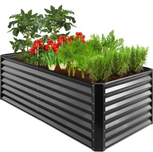 Outdoor Metal Raised Garden Bed for Vegetables, Flowers, Herbs - 6x3x2ft, Gray, May Be Missing Hardware, Appears New